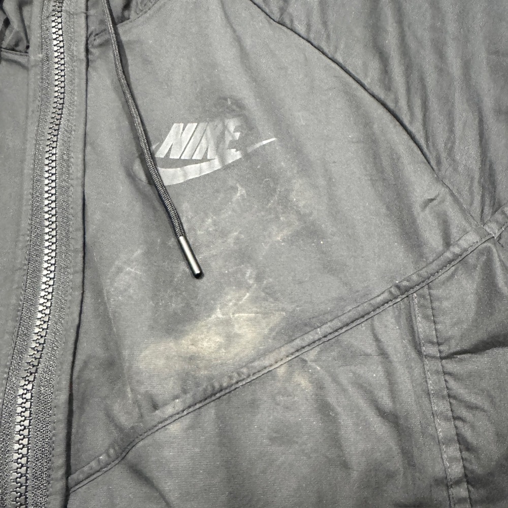 Nike Jacket Women's Medium Full Zip‎ Stained Windbreaker Activewear Black - Picture 7 of 14